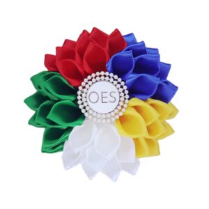 Order of the Eastern Star Ribbon Flower Brooch Pin